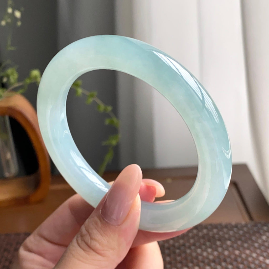 冰种蓝底圆条手镯（56圈）（yc247433）