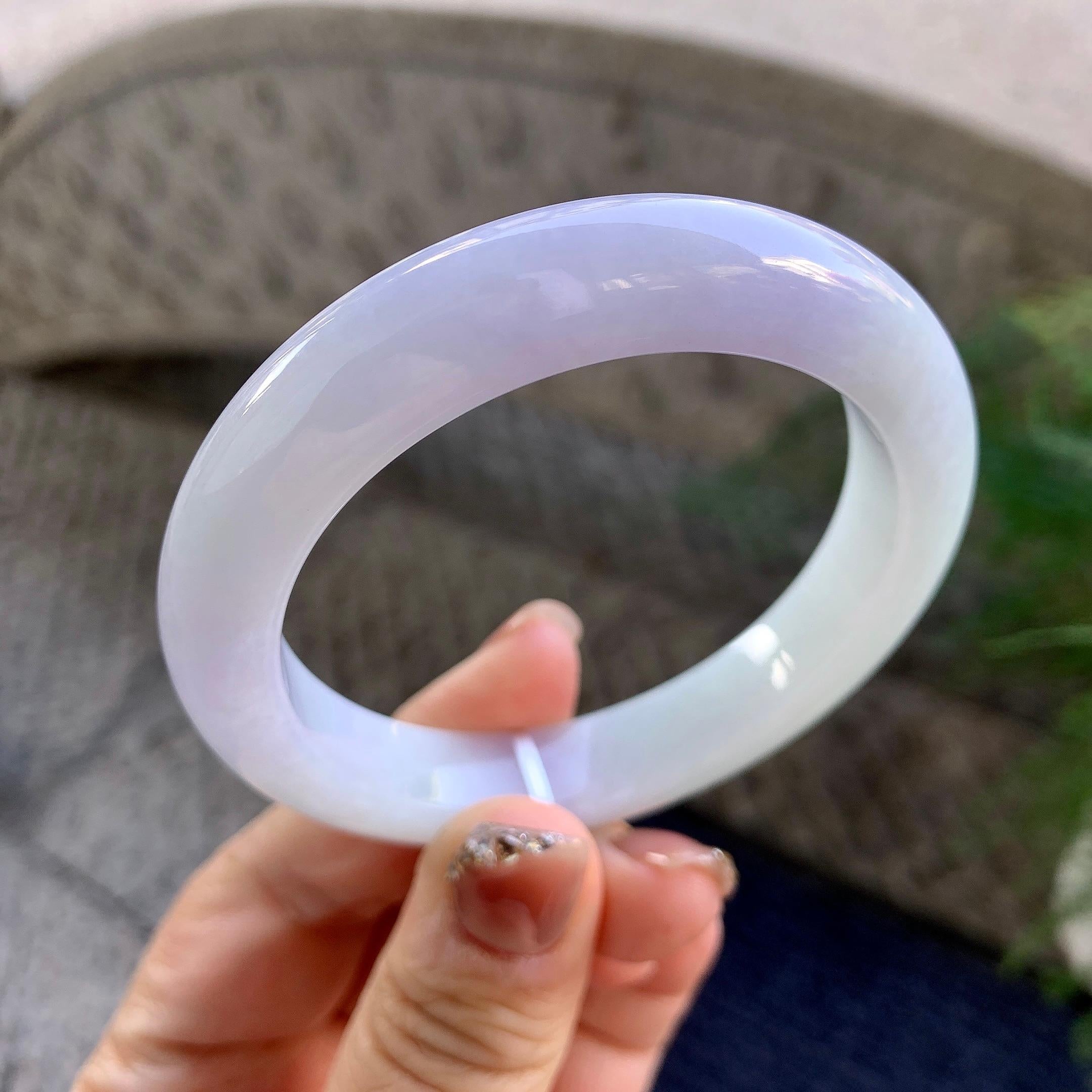 细糯种淡紫罗兰平安镯（54.5mm）（yc276205）