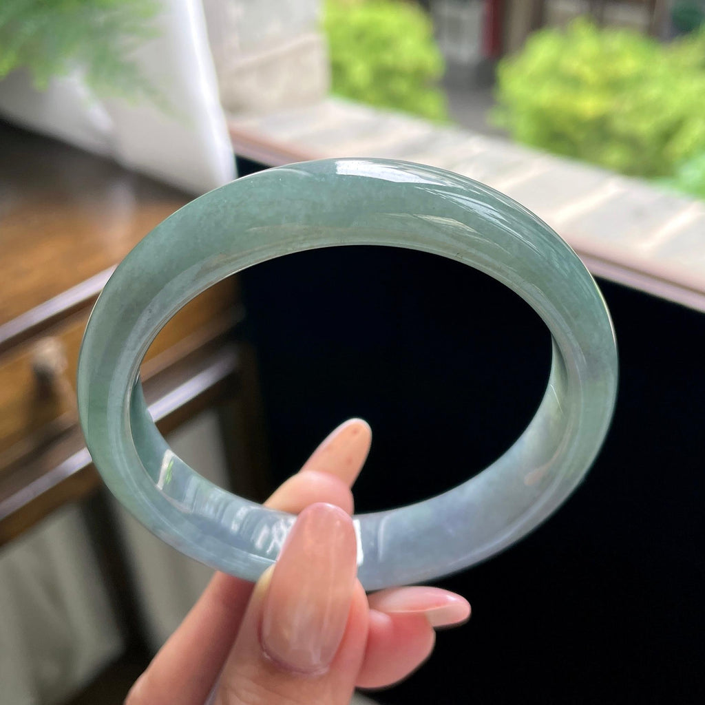 大圈口 糯种乌鸡正圈平安镯 60圈 天然缅甸A货翡翠（yc703282）