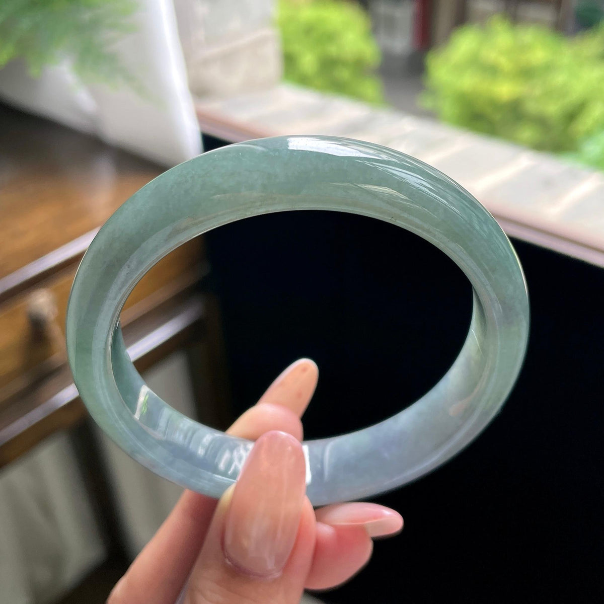 大圈口 糯种乌鸡正圈平安镯 60圈 天然缅甸A货翡翠（yc703282）