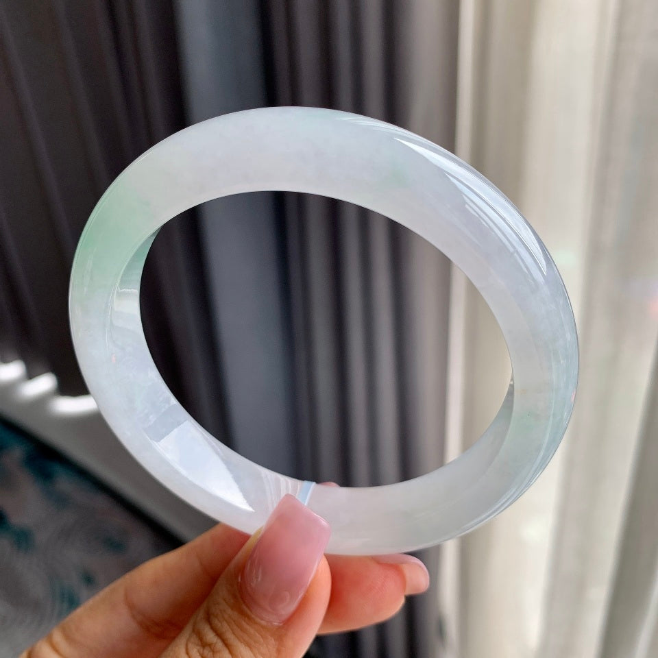 糯冰种飘绿平安镯（62.3mm）（yc097027）