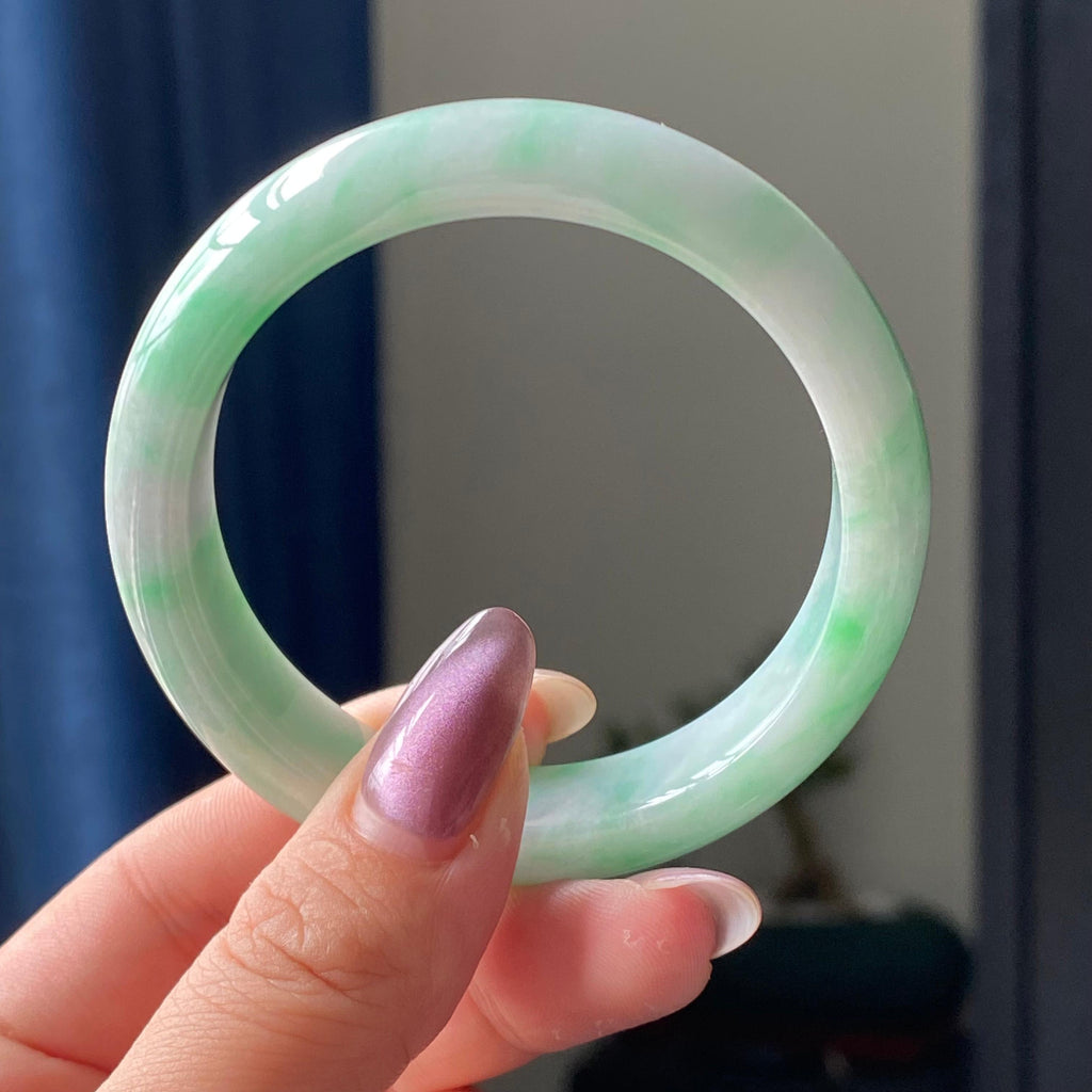 细糯种白底青平安镯手镯（53圈）（yc195685）