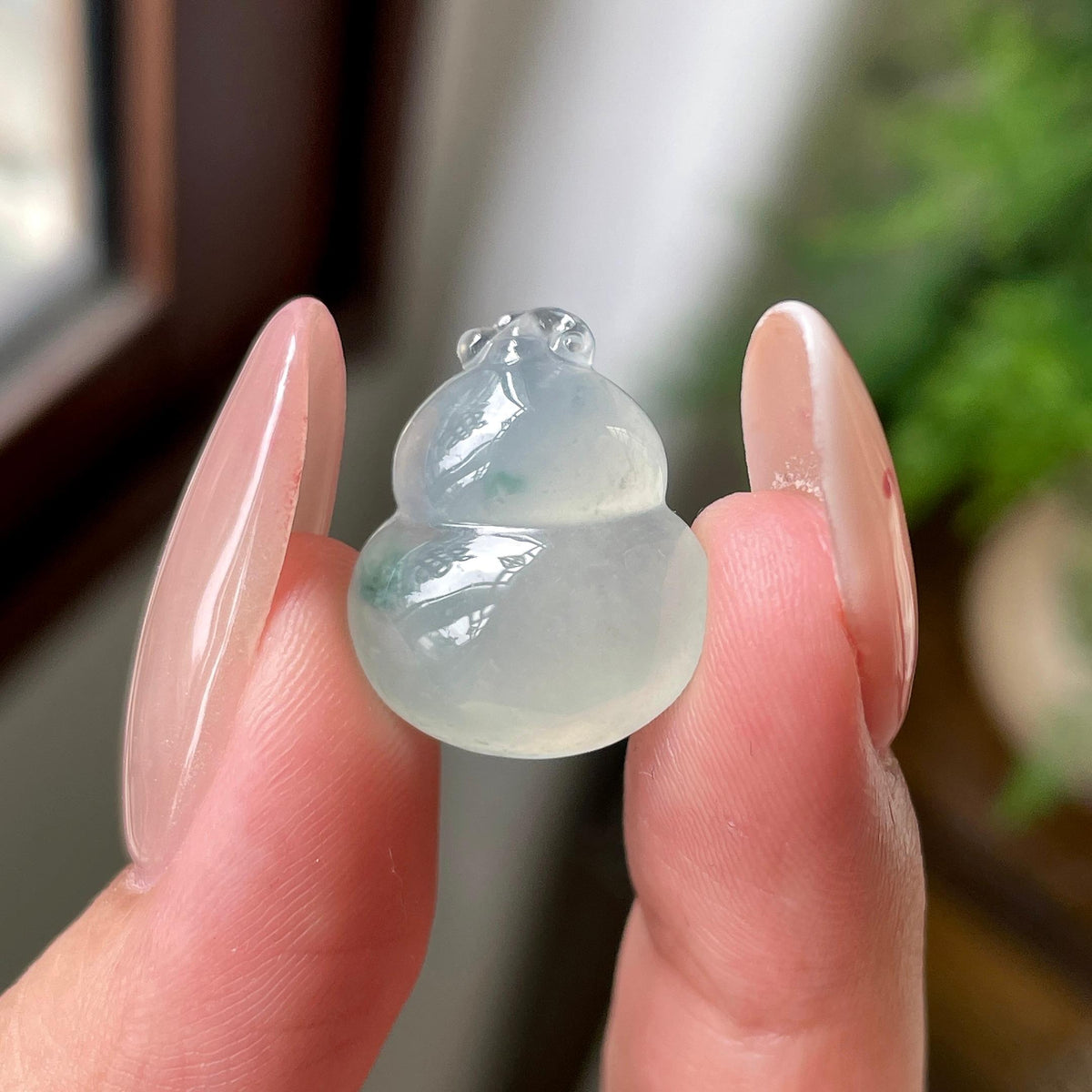 糯冰种飘花葫芦吊坠 天然缅甸A货翡翠（yc694818）