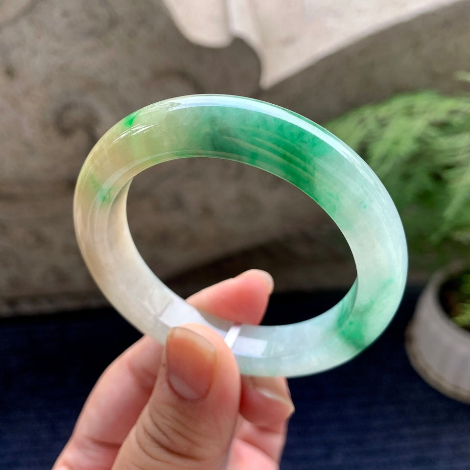 糯种黄加绿平安镯（51.2mm）（yc089898）