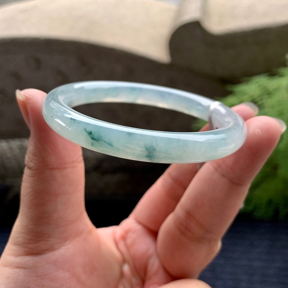 糯冰种飘花圆条手镯（54.8mm）（yc096220）
