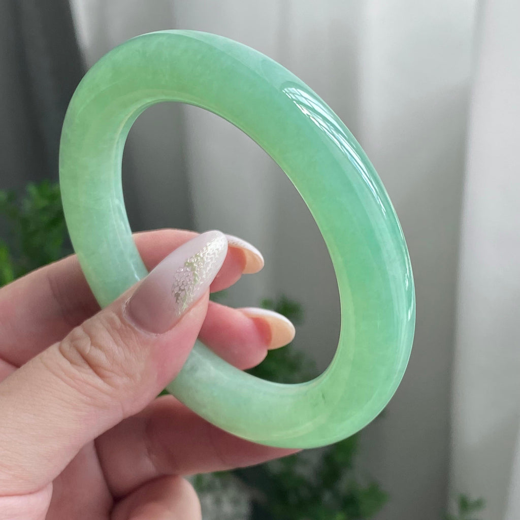 糯冰种满绿圆条手镯（55圈）（yc206677）