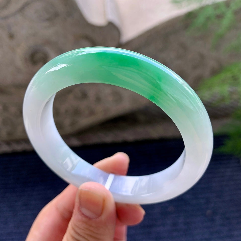 细糯种飘阳绿平安镯（57mm）（yc175869）