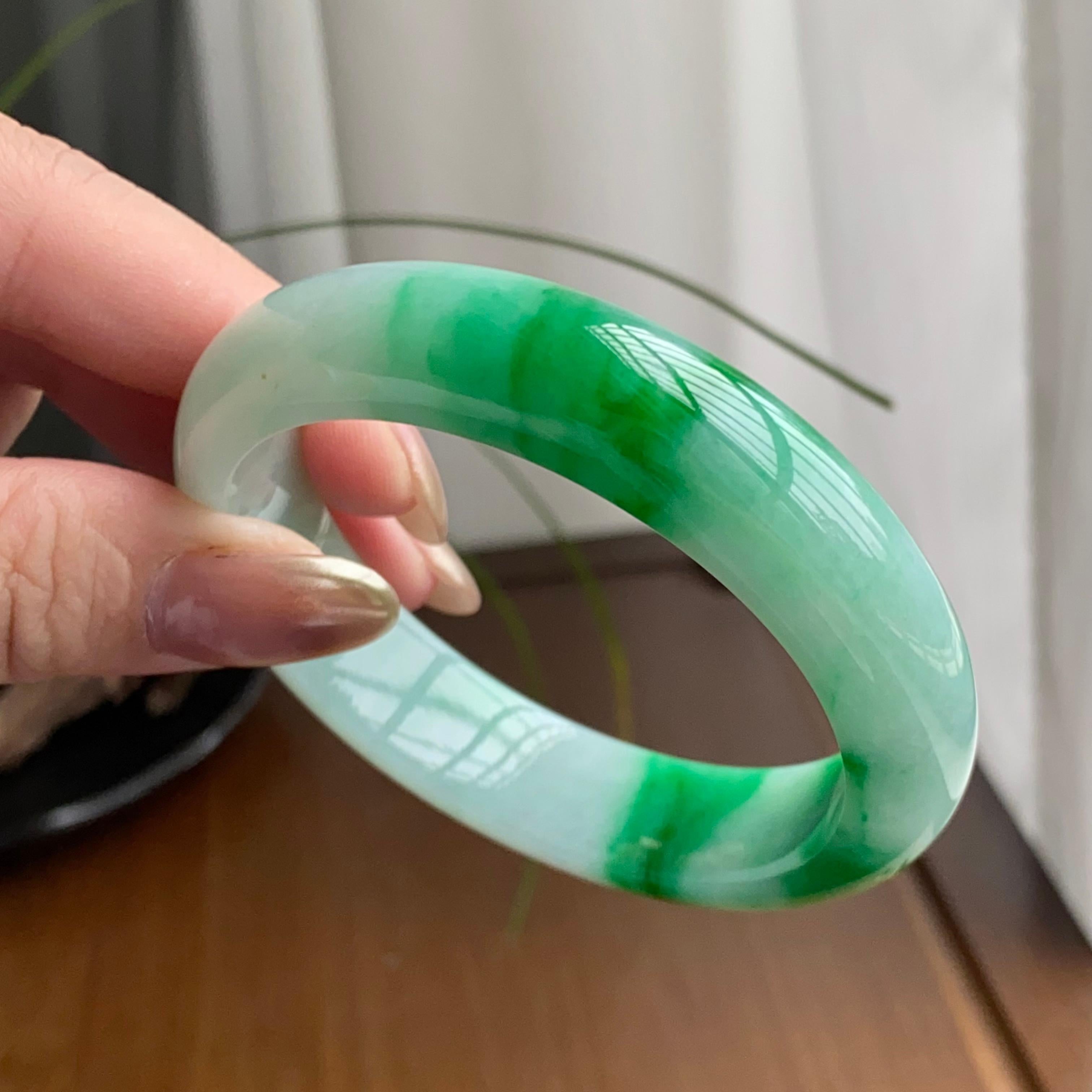 细糯种白底青平安镯（55圈）（yc259469）