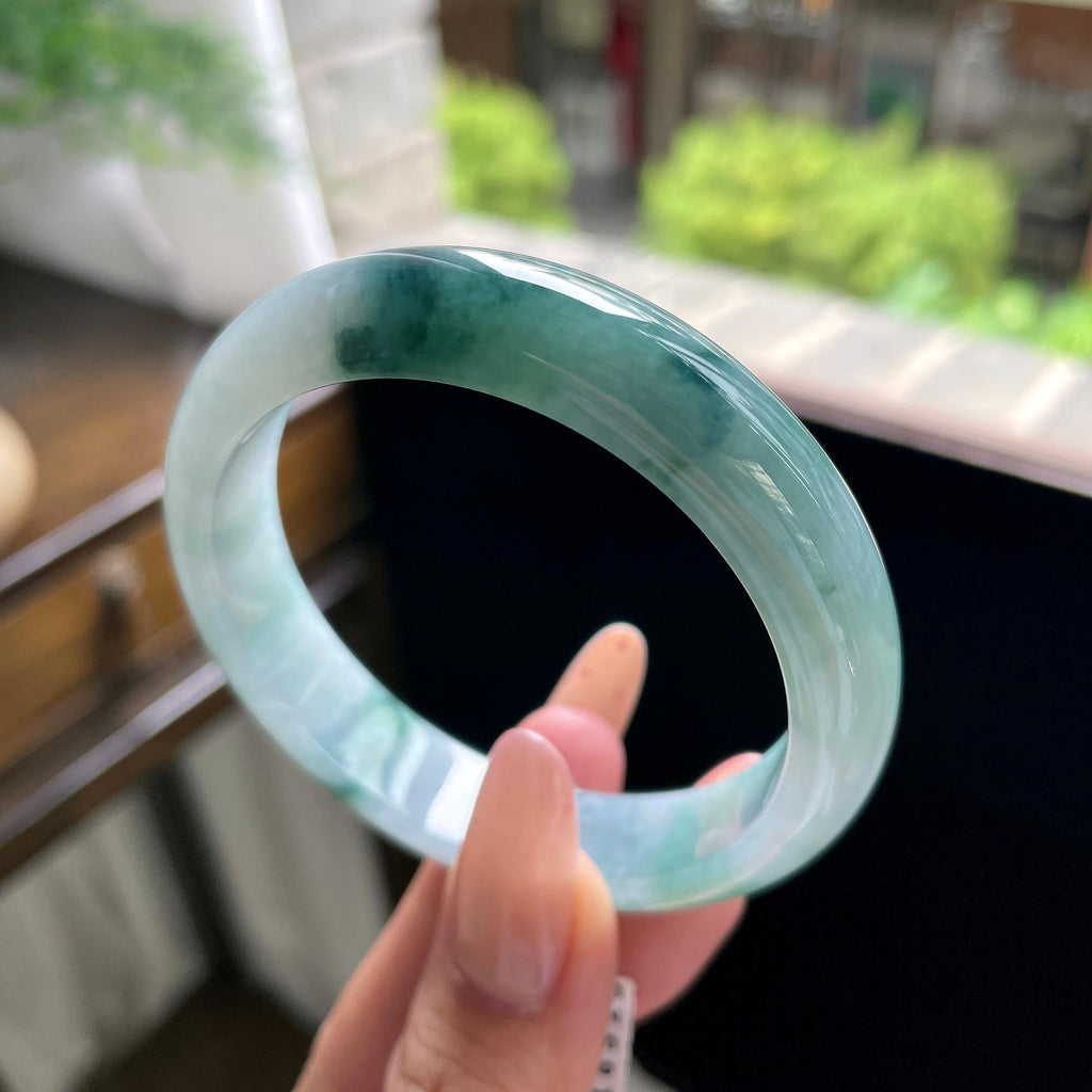 细糯种飘花正圈平安镯 56圈 天然缅甸A货翡翠（yc703297）