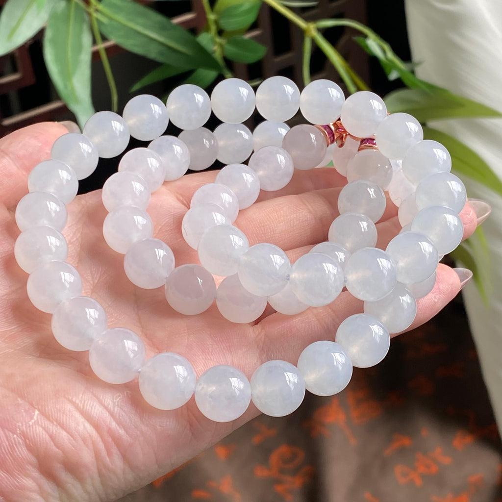 糯冰种白月光珠链（56颗）（yc195190）