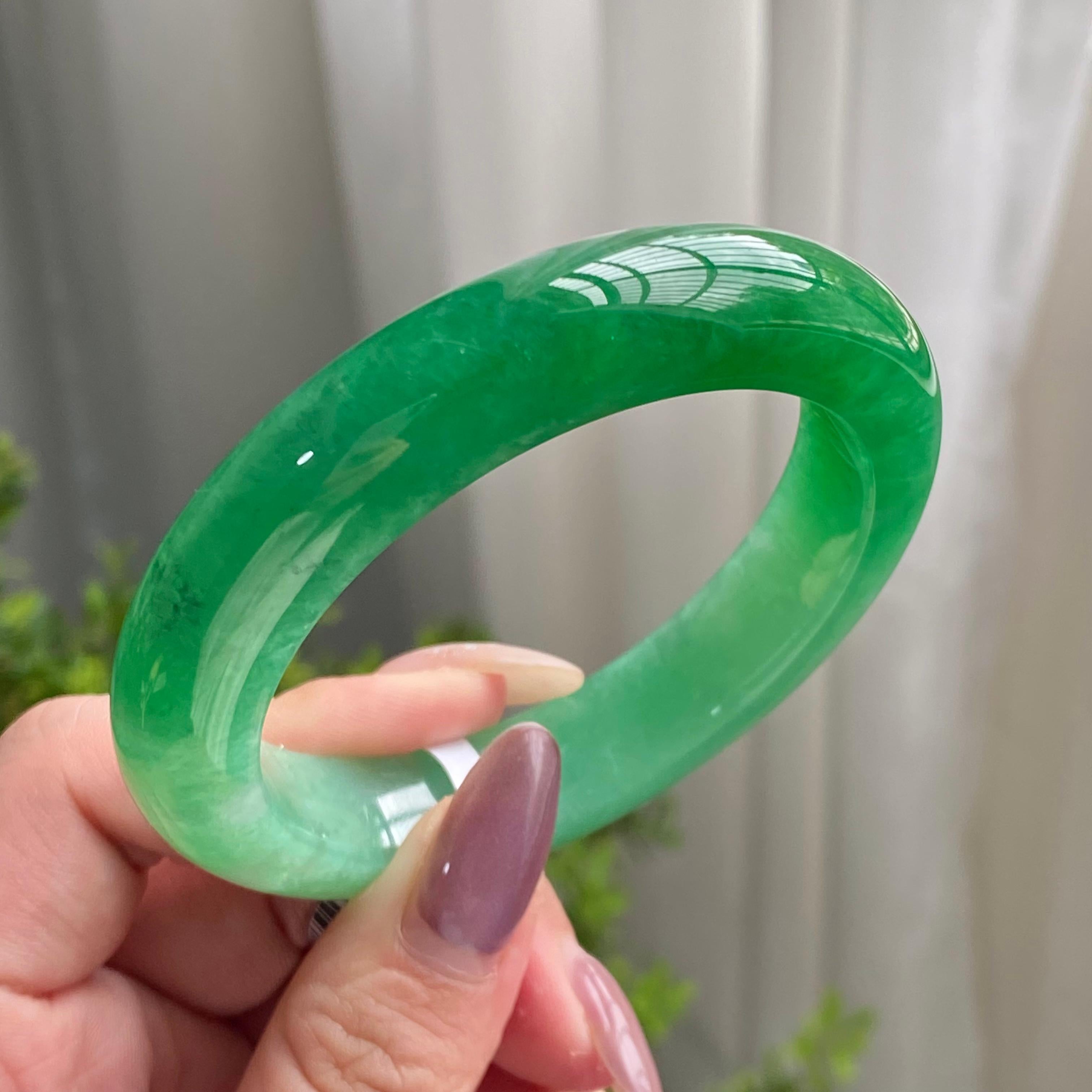 糯冰种满绿平安镯（55圈）（yc199715）