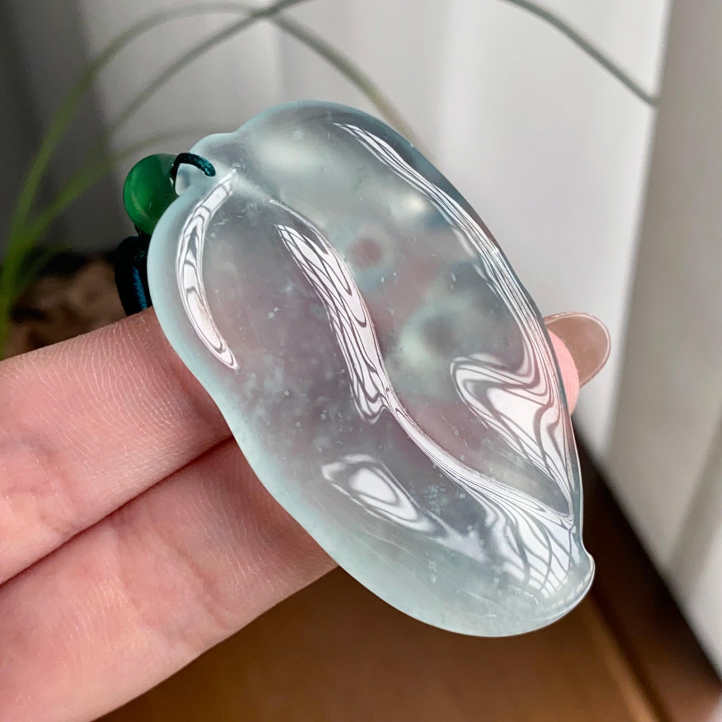 高冰种雪花棉玉叶吊坠（yc260827）