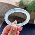 冰种飘蓝花贵妃手镯 51.6圈口 天然缅甸A货翡翠（yc701207）