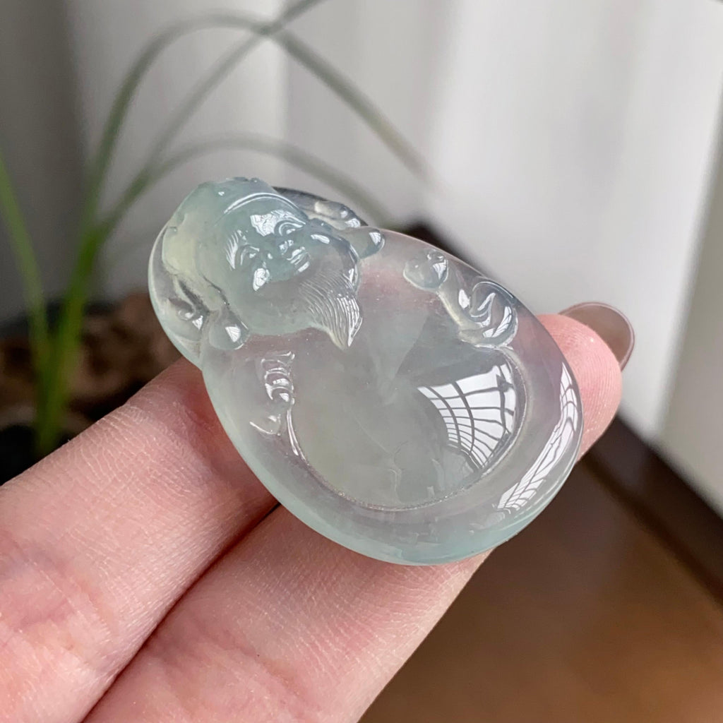 冰种淡晴底财神吊坠（yc260818）