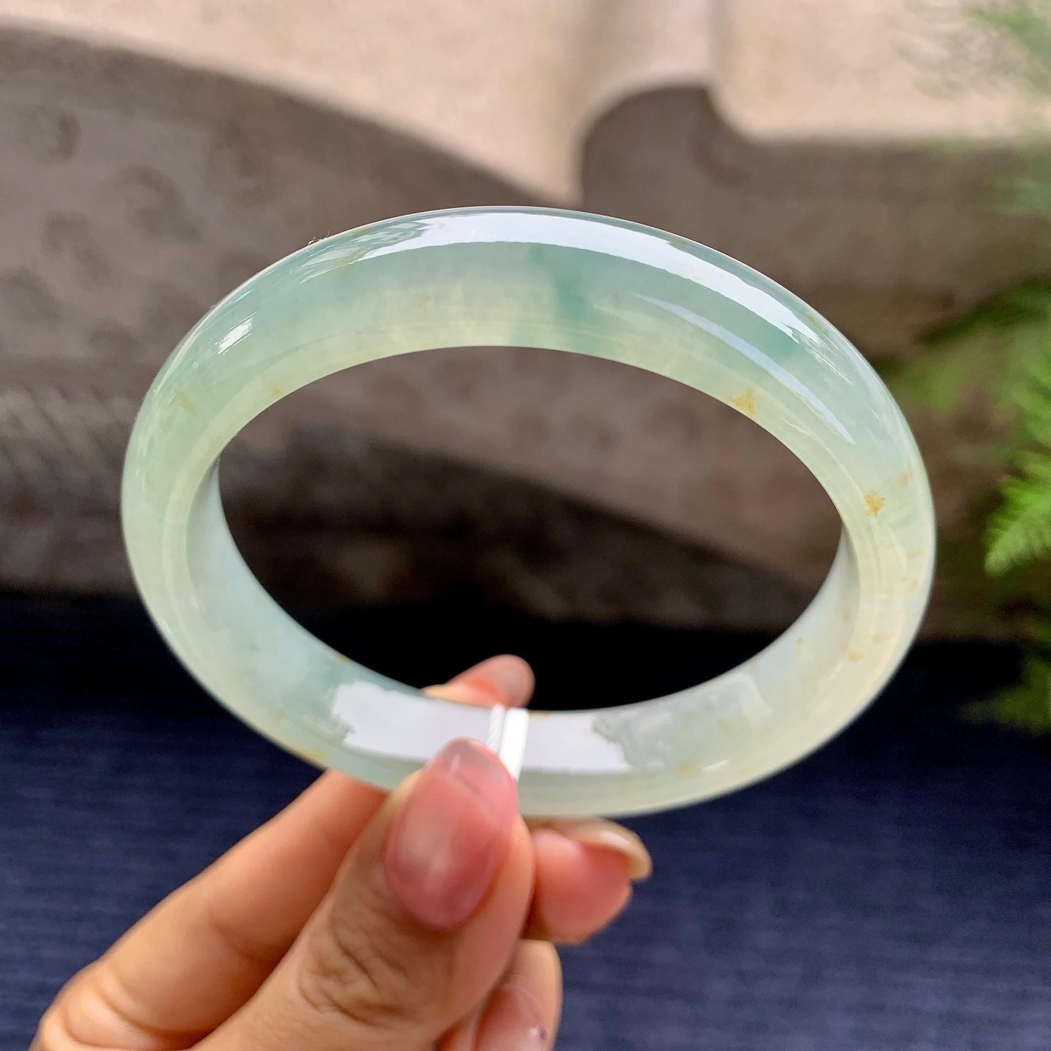 糯冰种晴水飘黄翡平安镯（58.3mm）（yc280874）
