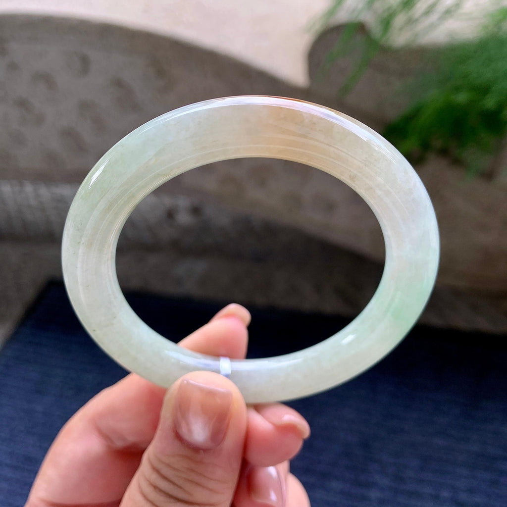 细糯种黄翡圆条手镯 53圈口 （yc705887）
