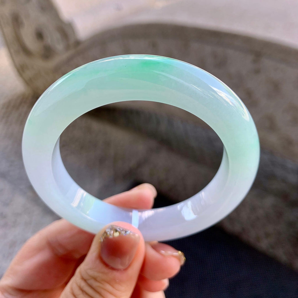 糯冰种飘绿平安镯（52mm）（yc273597）