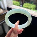 细糯种晴绿底葡萄肉正圈平安镯 56圈 天然缅甸A货翡翠（yc693161）