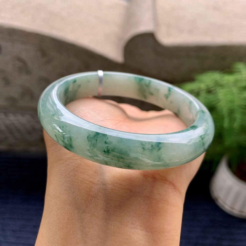 糯冰种飘花平安镯（57.6mm）（yc081145）