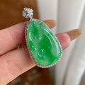 18k金钻镶糯冰种满绿如意吊坠（yc223807）