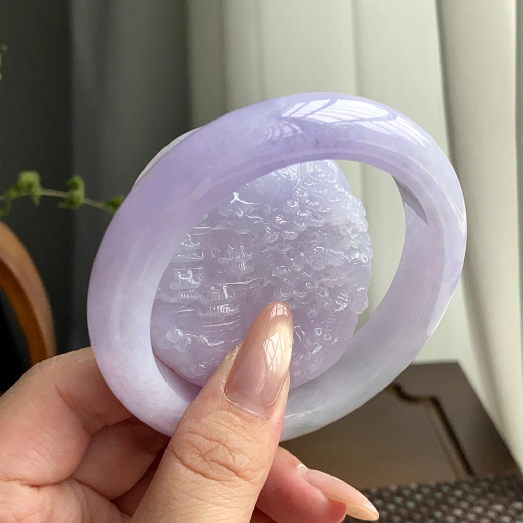 细糯种春彩平安镯山水牌套装（57圈）（yc247641）