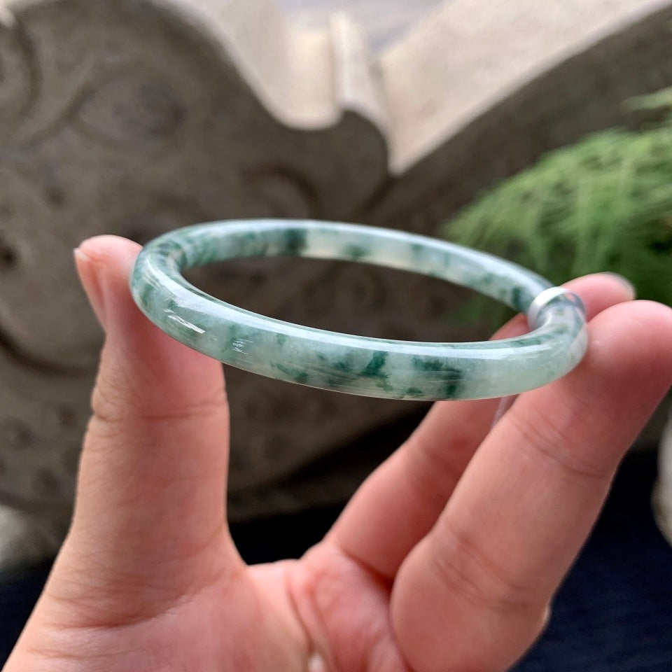 糯种飘花圆条手镯（54.5mm）（yc091801）