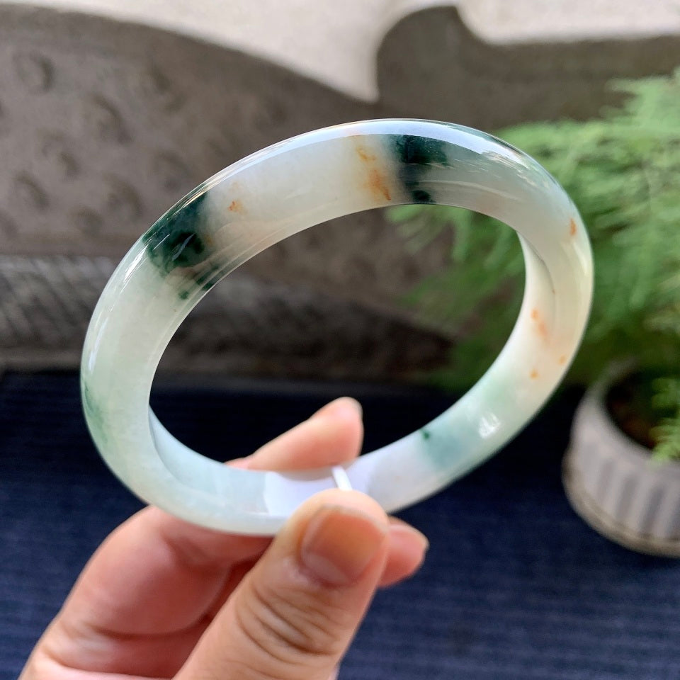 细糯种飘花洒金平安镯（64mm）（yc093343）