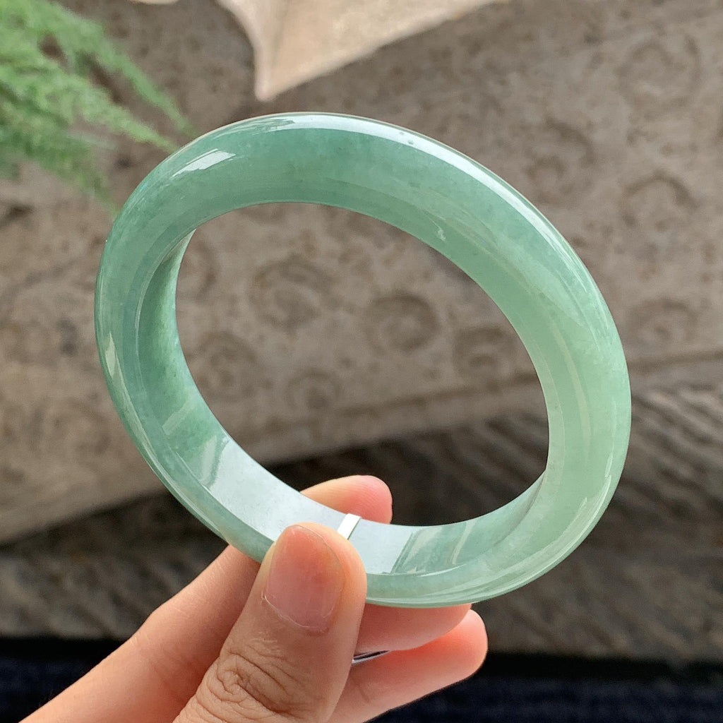 细糯种 湖水绿正圈平安镯 59.2圈 天然缅甸A货翡翠（yc701295）