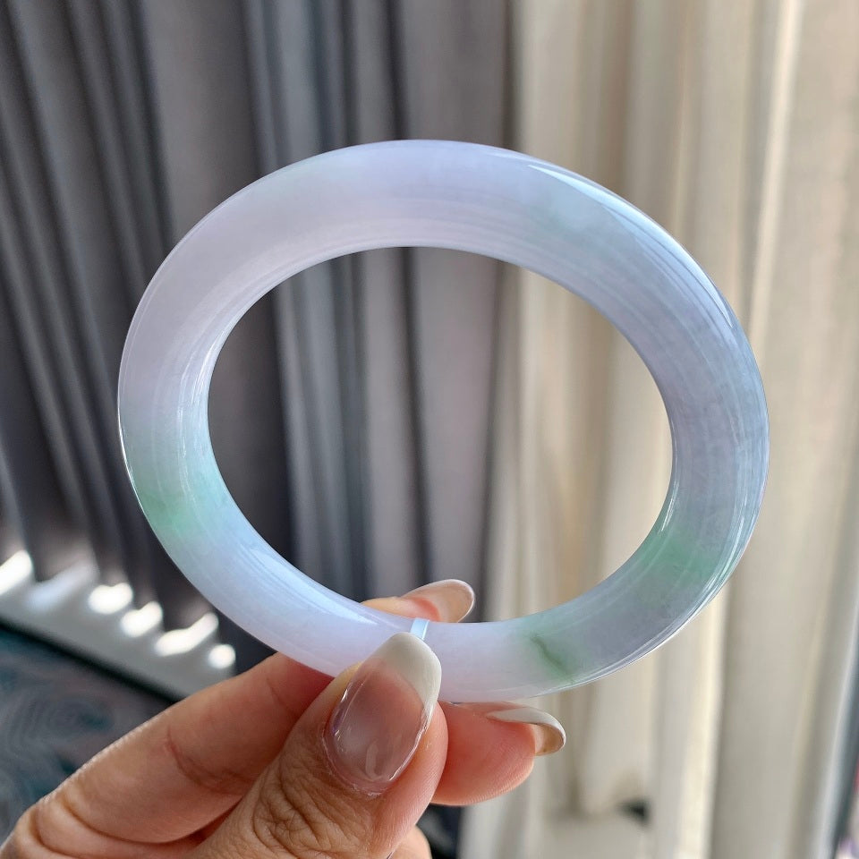 糯种淡紫罗兰飘花圆条手镯（56.5mm）（yc079230）
