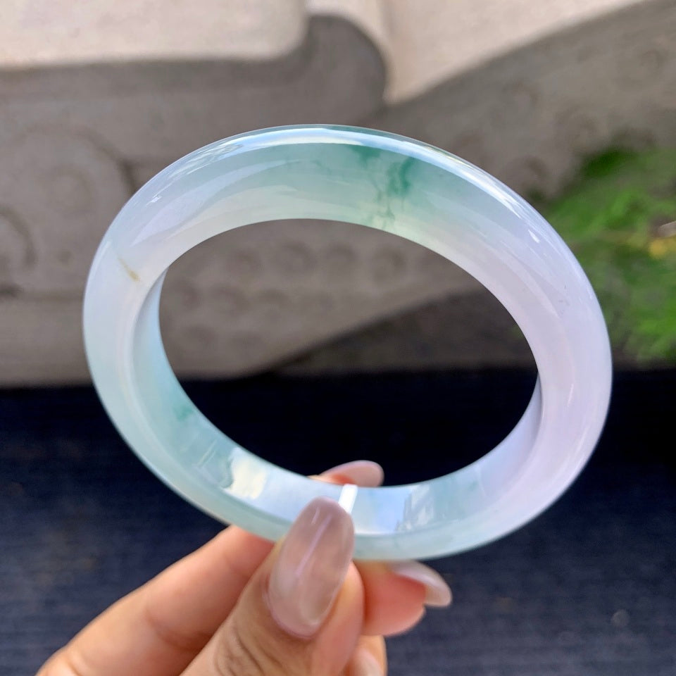 糯冰种飘花平安镯（56.6mm）（yc172416）