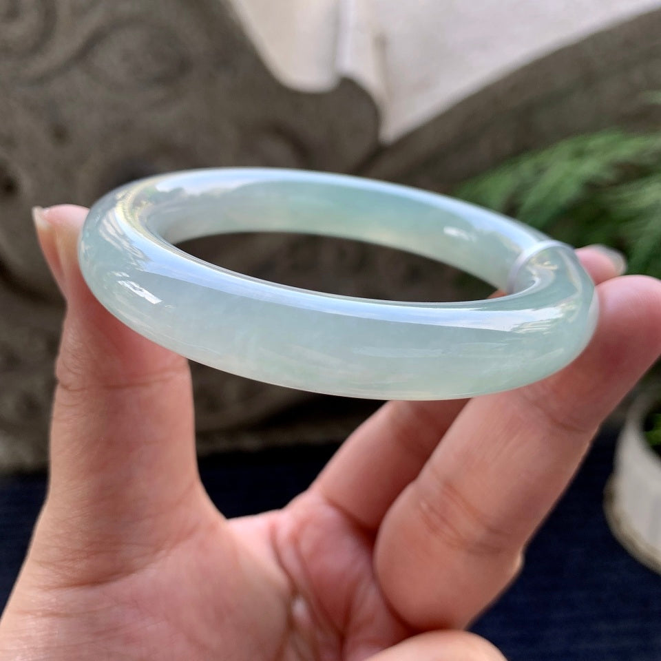 糯冰种晴水圆条手镯（55.3mm）（yc090491）