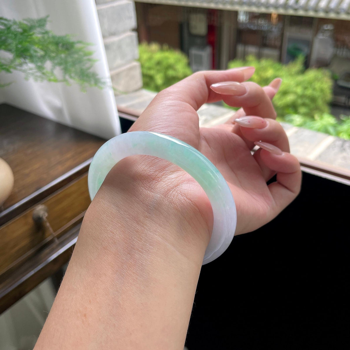 细糯种幻彩飘花圆条 55.5圈 天然缅甸A货翡翠（yc703279）
