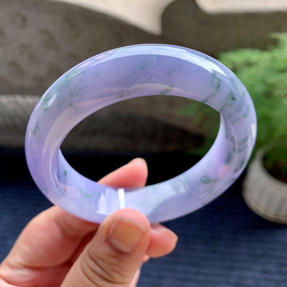 细糯种紫罗兰飘花平安镯（57.2mm）（yc107774）