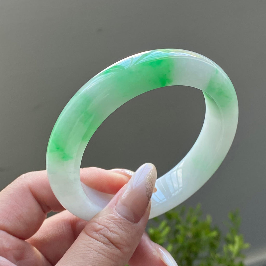 细糯种白底青平安镯（56圈）（yc225409）