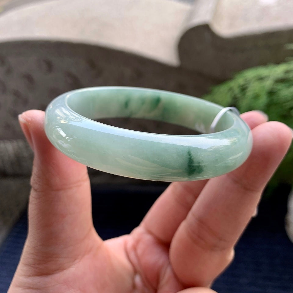 细糯种飘花平安镯（57.3mm）（yc093334）