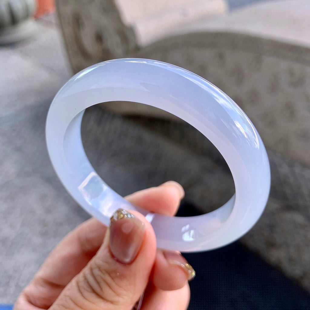 糯冰种淡紫底平安镯（50.2mm）（yc273596）