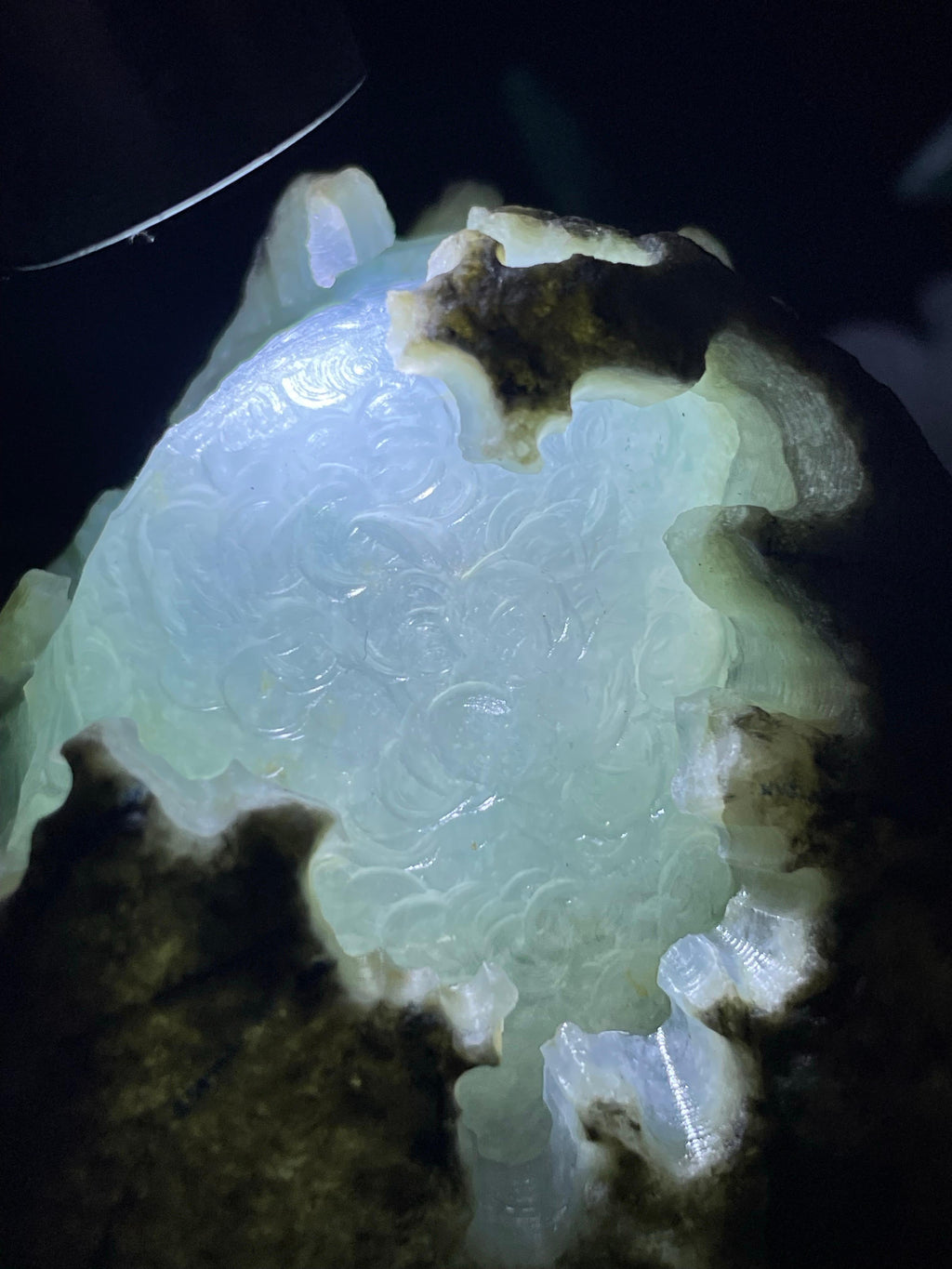 莫西沙开窗冰飘花手镯料（yc698619）
