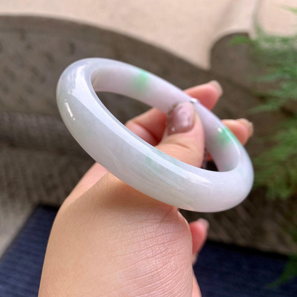 糯种飘翠绿平安镯（58.7mm）（yc277155）
