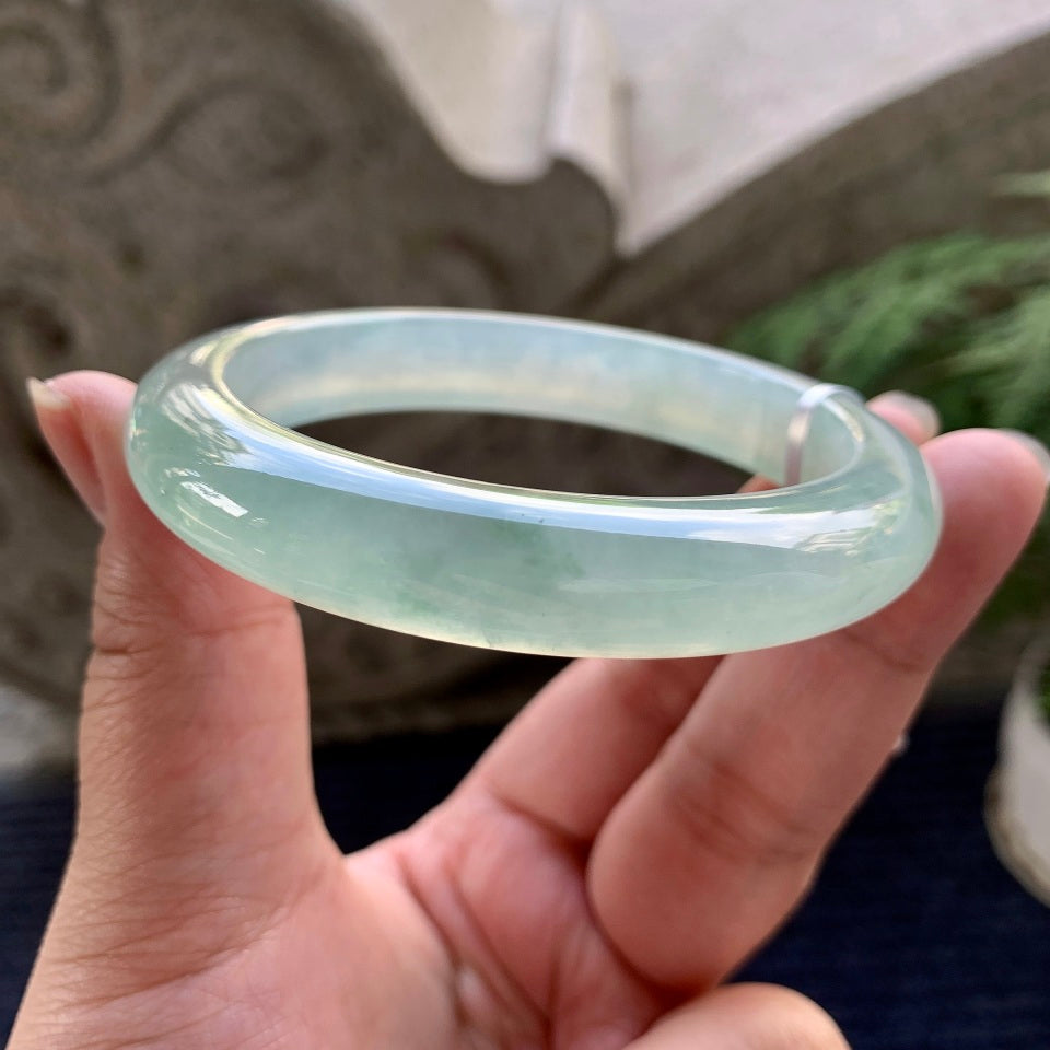 糯冰种晴水飘花平安镯（59.3mm）（yc090505）
