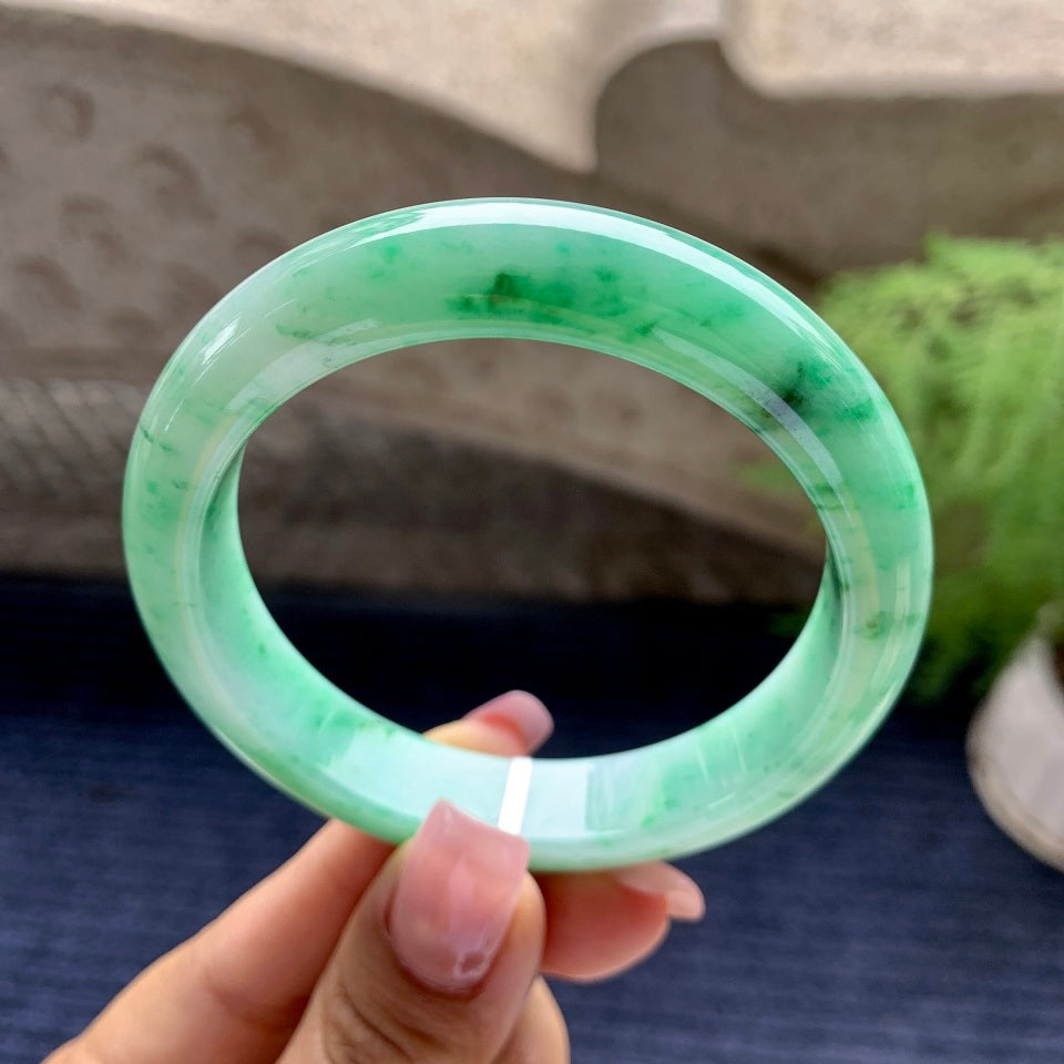 细糯种飘绿平安镯（56.7mm）（yc094312）