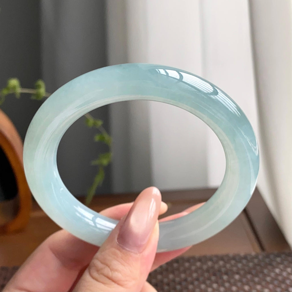 冰种蓝底圆条手镯（56圈）（yc247433）