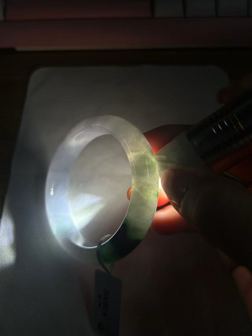 细糯种淡粉底飘花平安镯（54.6mm）（yc117993）