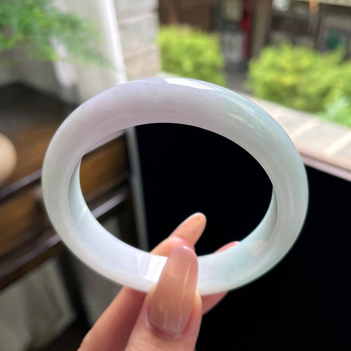 细糯种淡春彩正圈平安镯 57.7圈 天然缅甸A货翡翠（yc703278）