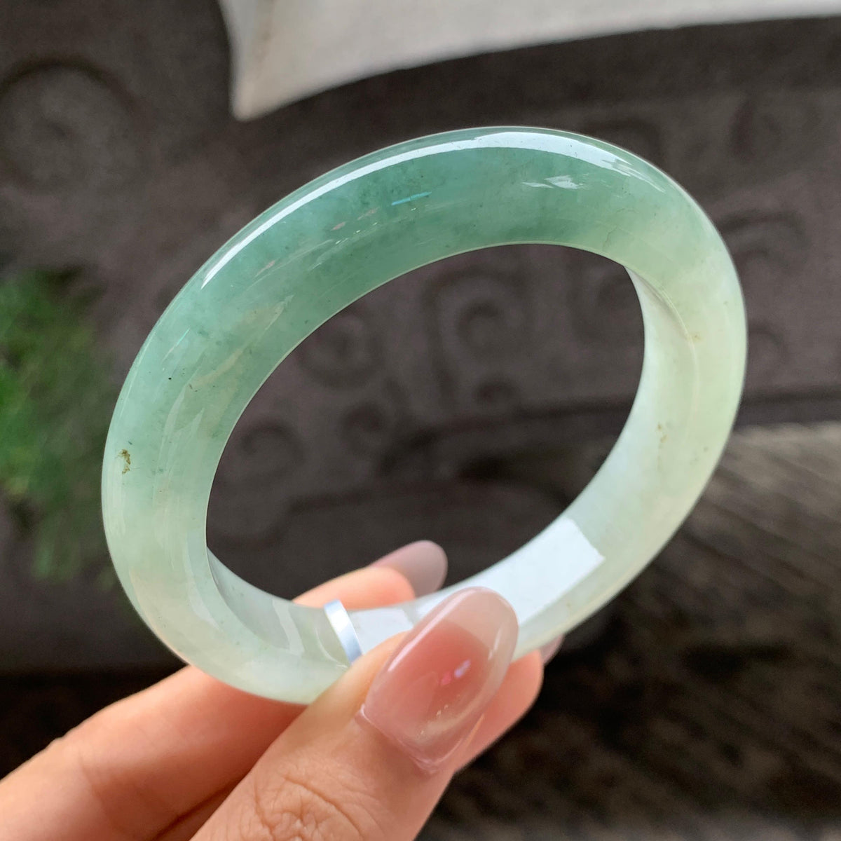 细糯种湖水绿半山水正圈平安扣 55.7圈 天然A货缅甸翡翠（yc693087）