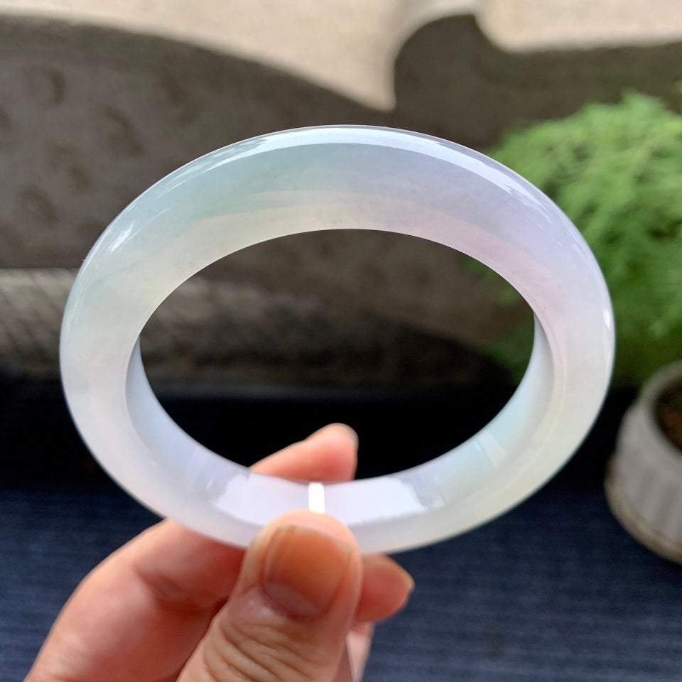 糯冰种淡春彩平安镯（57.5mm）（yc093393）