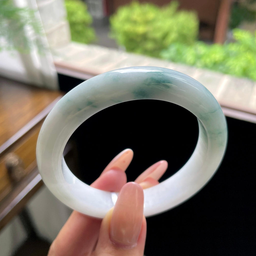 细糯种牛奶底飘花正圈平安镯 56圈（yc709468）