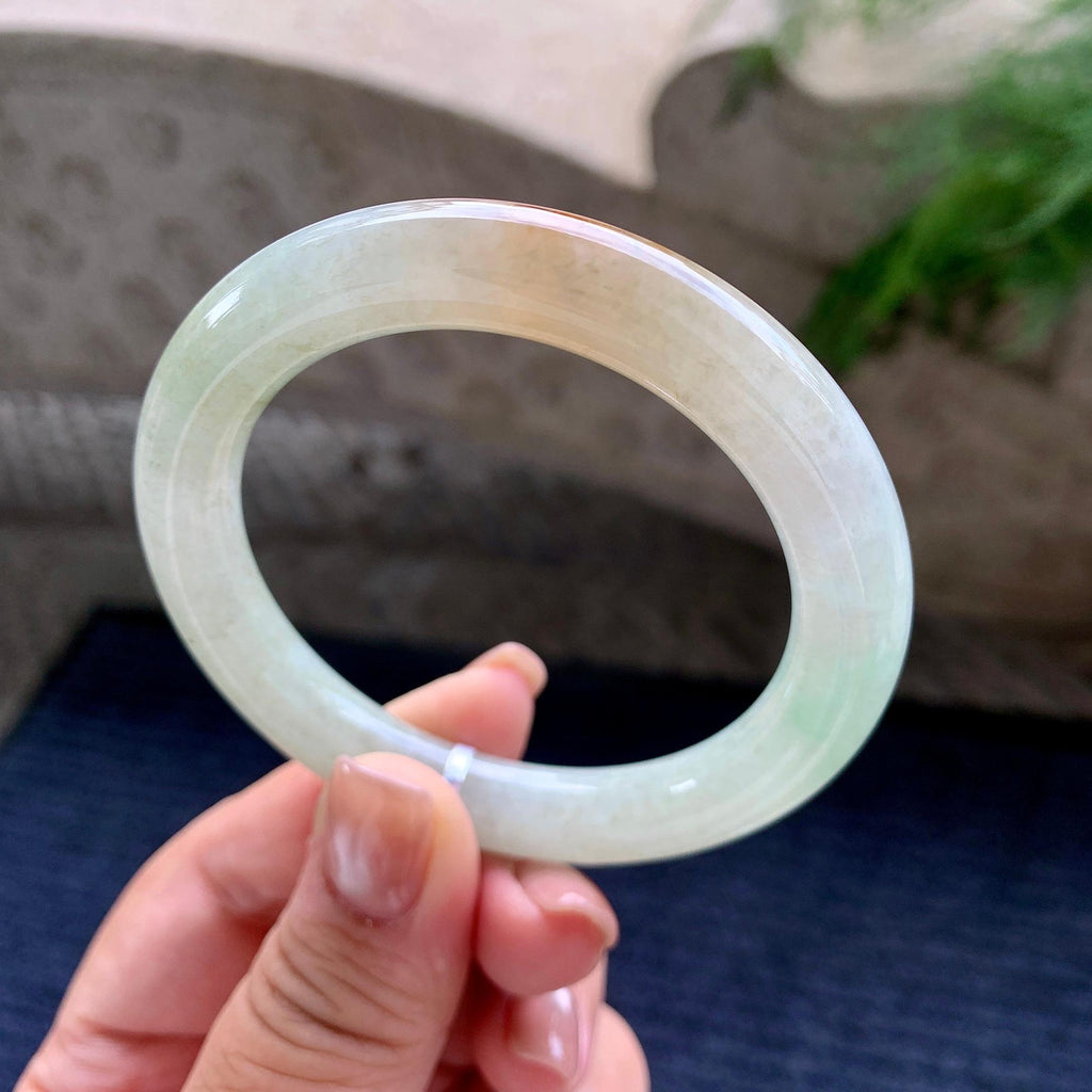 细糯种黄翡圆条手镯 53圈口 （yc705887）