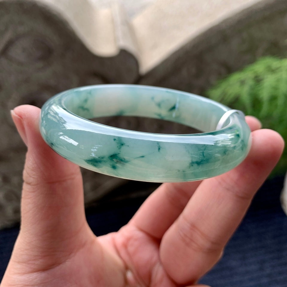 糯冰种飘花平安镯（58mm）（yc097838）