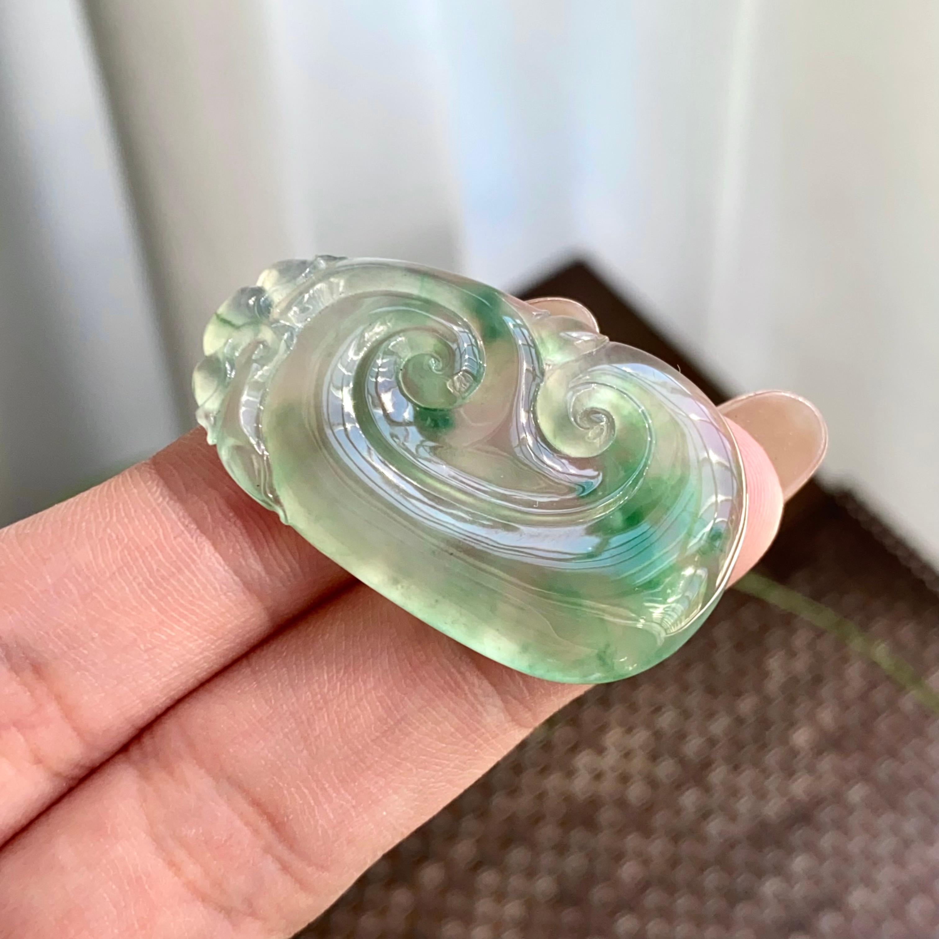 冰种飘花如意吊坠（yc265656）