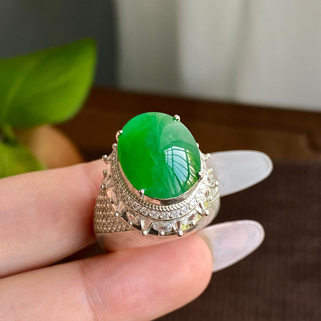 糯冰种满绿裸石蛋面（yc282937）